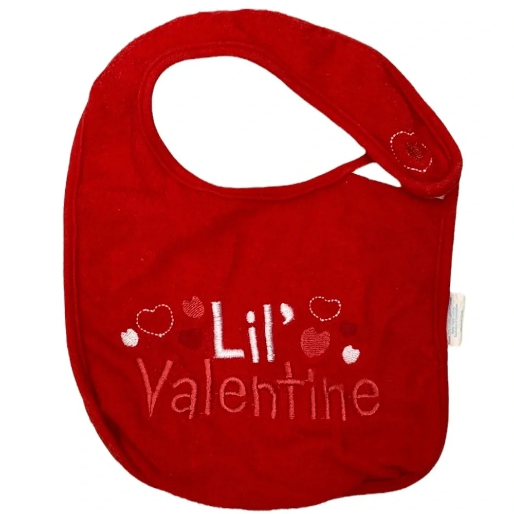 Neat Solutions Red Valentine’s Day Baby Bib “Lil’ Valentine” Hearts Cotton Blend